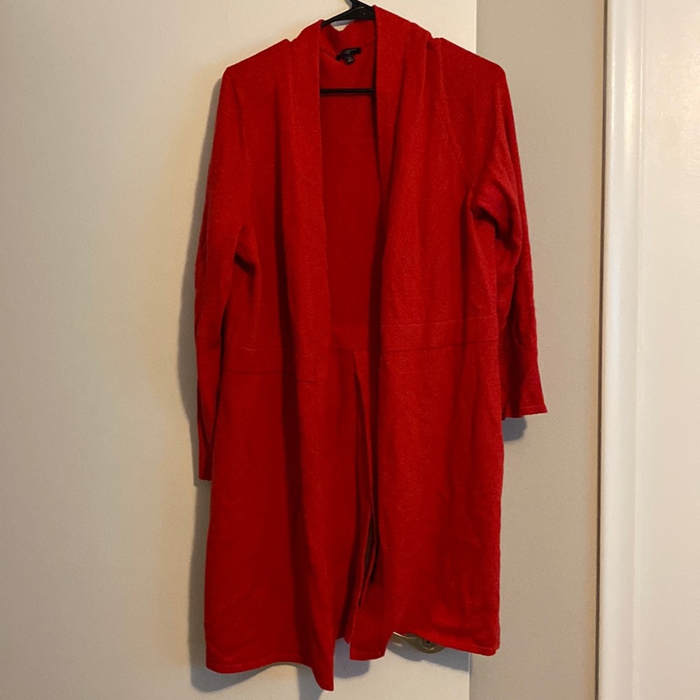 Long red cardigan from Talbots. Size 1x.